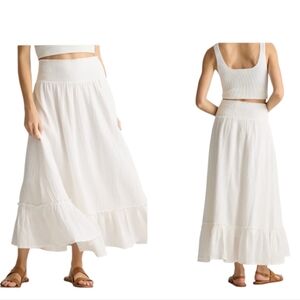 NWOT Quince 100% Organic Cotton Gauze Smocked Maxi Skirt Classic White A-line M